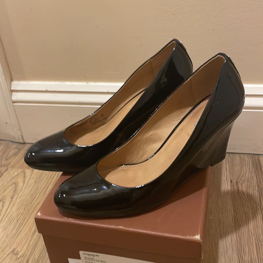 Coach black wedge